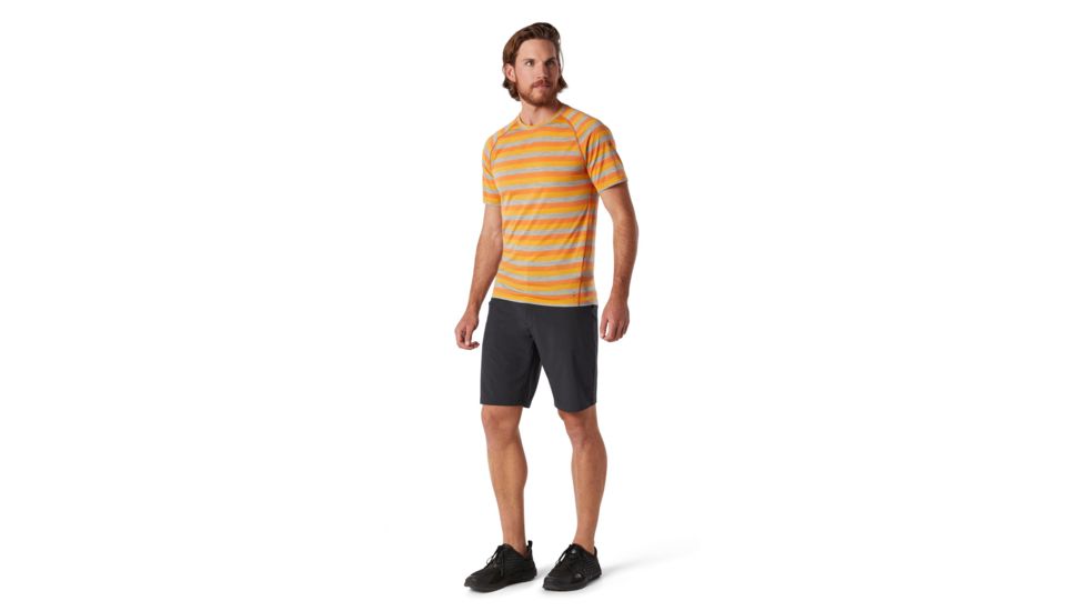 Smartwool Merino 150 Baselayer Short Sleeve - Mens, Atomic Orange Stripe, Small, SW016041D49-S