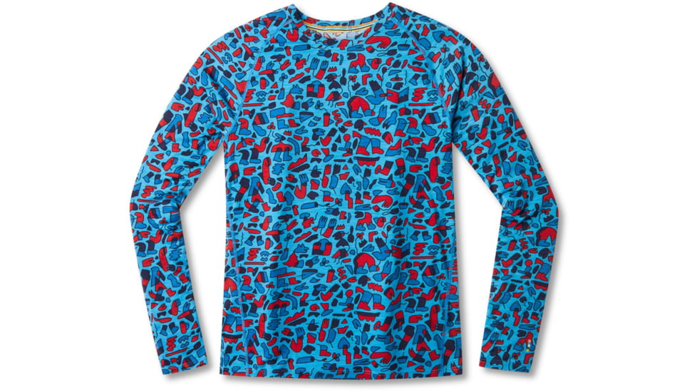 Smartwool Merino 150 Long Sleeve Baselayer - Mens, Ocean Blue/Balabar Print, 2XL, SW016042D73-Ob/BP-XXL