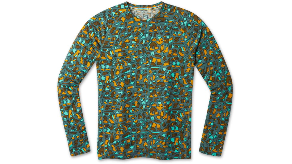 Smartwool Merino 150 Long Sleeve Baselayer - Mens, Pine Gray/Balabar Print, Extra Large, SW016042D74-PG/BP-XL