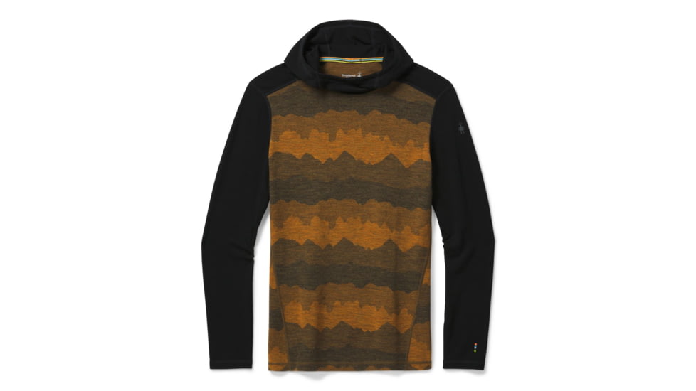 Smartwool Merino 250 Baselayer Hoodie - Mens, Military Olive Mountain Scape/Black, Medium, SW016359E81-M