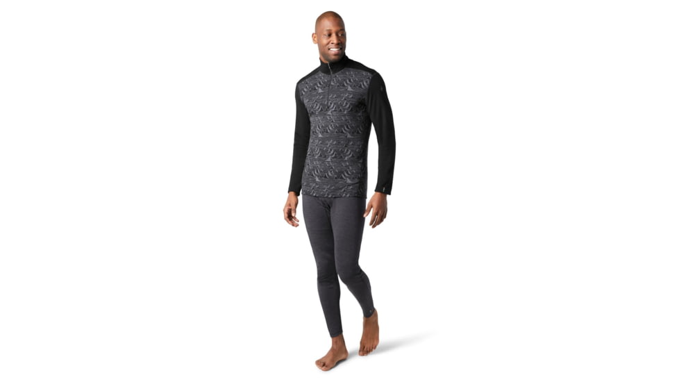 Smartwool Merino 250 Baselayer Pattern 1/4 Zip - Mens, Black Bryan Iguchi Mountains, Large, SW016357F21-L