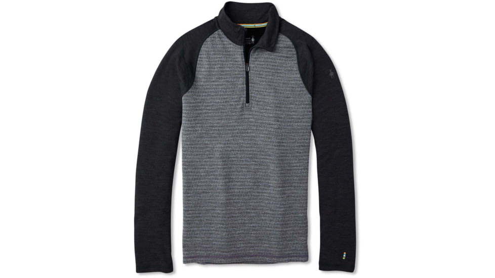 Smartwool Merino 250 Baselayer Pattern 1/4 Zip - Mens, Black/Medium Grey, Small, SW0NP616D85