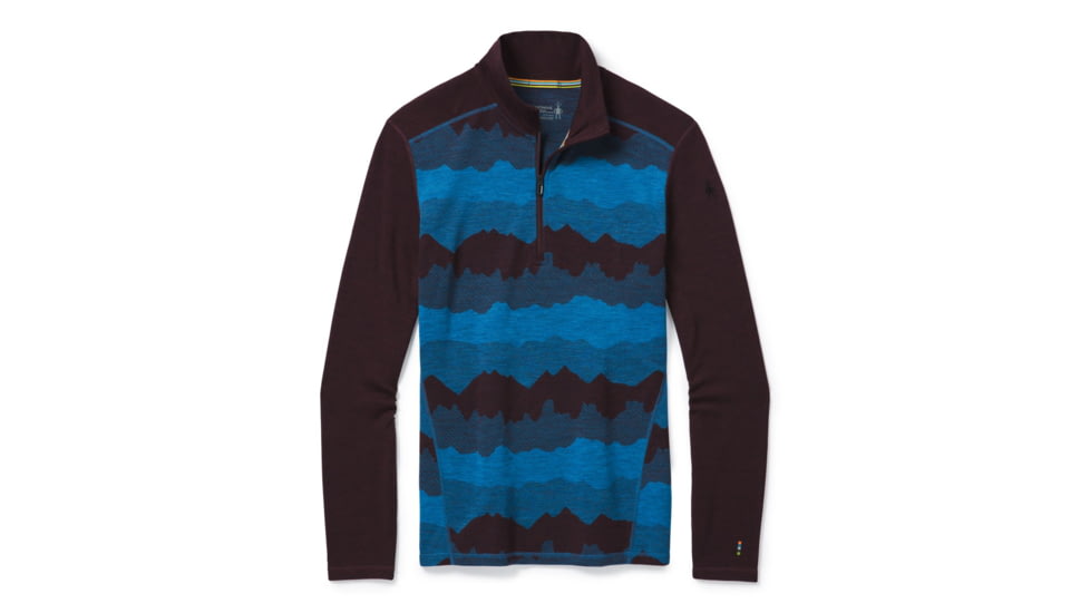 Smartwool Merino 250 Baselayer Pattern 1/4 Zip - Mens, Woodsmoke Mountain Scape, 2XL, SW016357E28-XXL