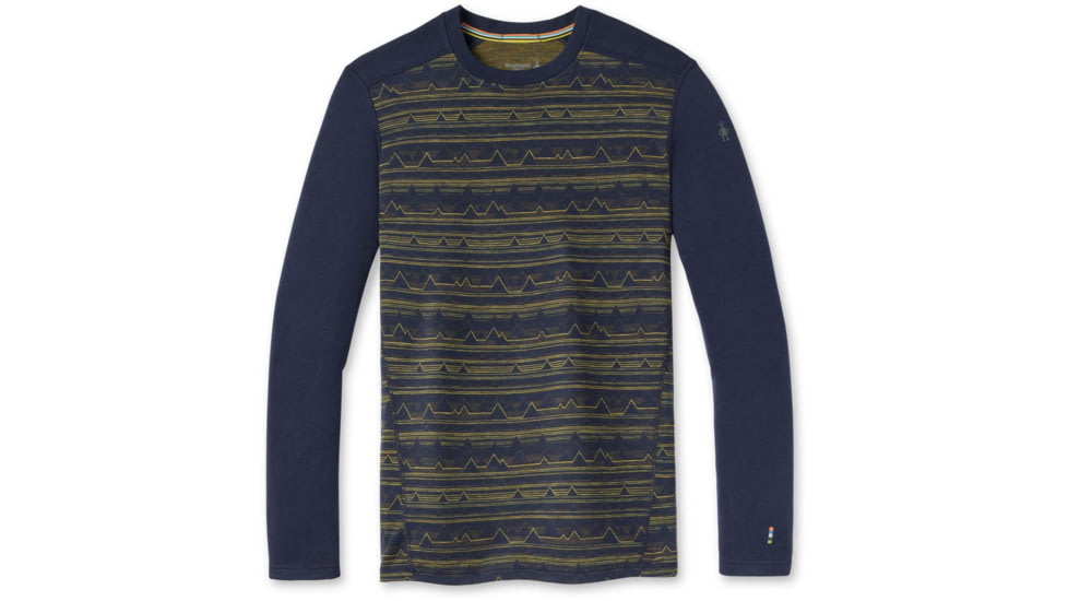 Smartwool Merino 250 Baselayer Pattern Crew - Mens, Deep Navy Mountain Range, Small, SW016351H13S