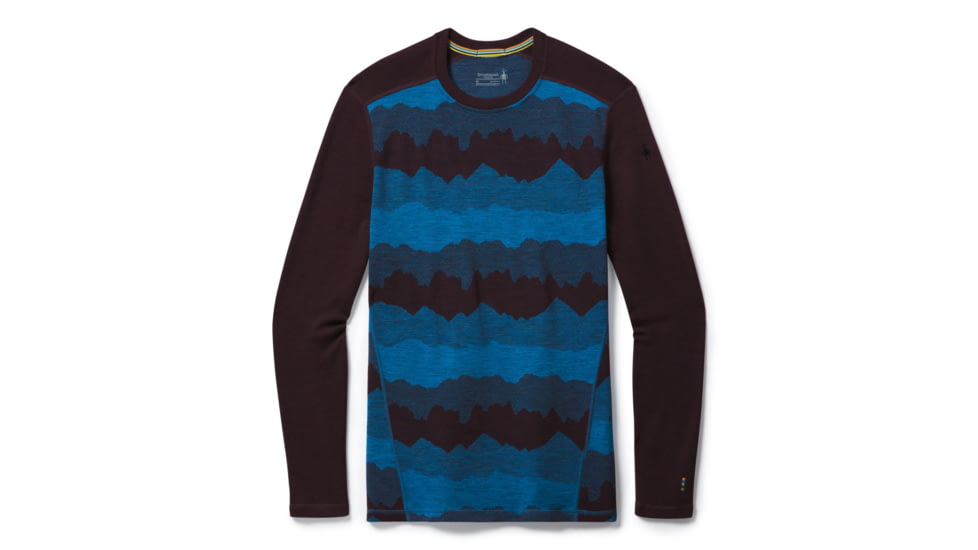 Smartwool Merino 250 Baselayer Pattern Crew - Mens, Woodsmoke Mountain Scape, Medium, SW016351E28-M