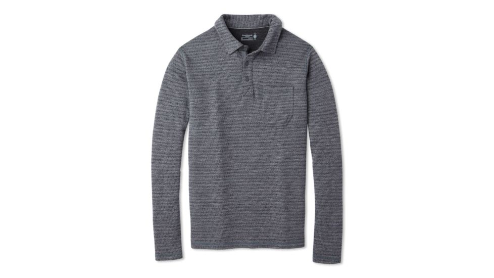 Smartwool Merino 250 Long Sleeve Polo - Mens, Medium Gray Tick Stitch, 2XL, SW000293B99-XXL