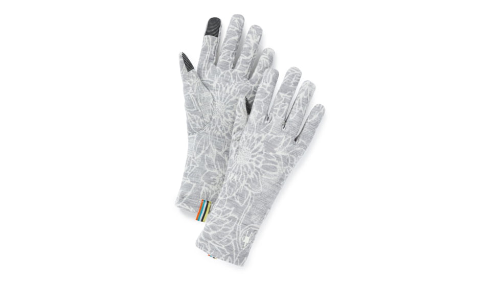 Smartwool Merino 250 Pattern Glove, Light Gray Traced Dahlia, Extra Large, SW019002E41-XL
