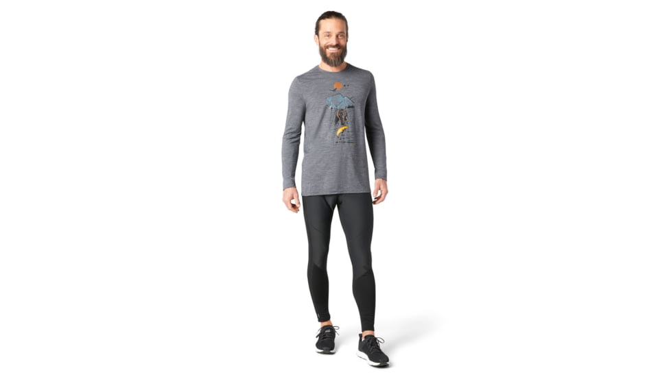 Smartwool Merino Sport 150 Alpine Bear Long Sleeve Graphic Tee - Mens, Medium Gray Heather, Small, SW016294084-S