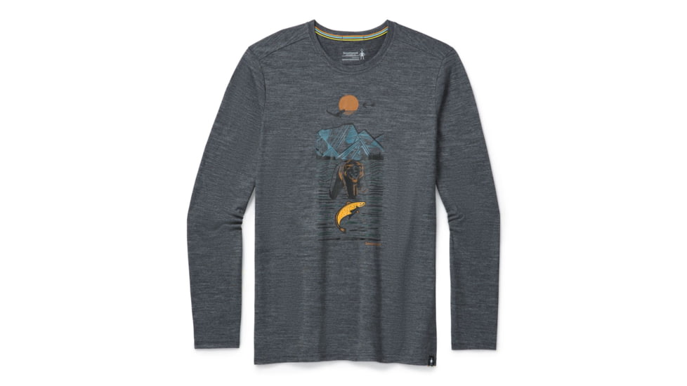 Smartwool Merino Sport 150 Alpine Bear Long Sleeve Graphic Tee - Mens, Medium Gray Heather, Small, SW016294084-S