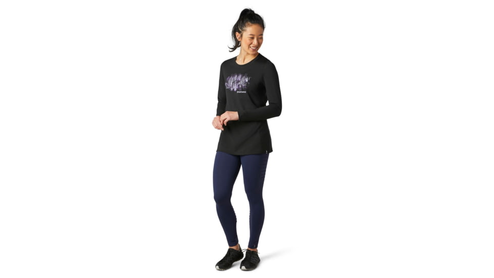 Smartwool Merino Sport 150 Alpine Tree Line Long Sleeve Graphic Tee - Womens, Black, Extra Small, SW016333001-XS