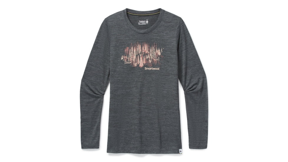 Smartwool Merino Sport 150 Alpine Tree Line Long Sleeve Graphic Tee - Womens, Medium Gray Heather, Extra Small, SW016333084-XS