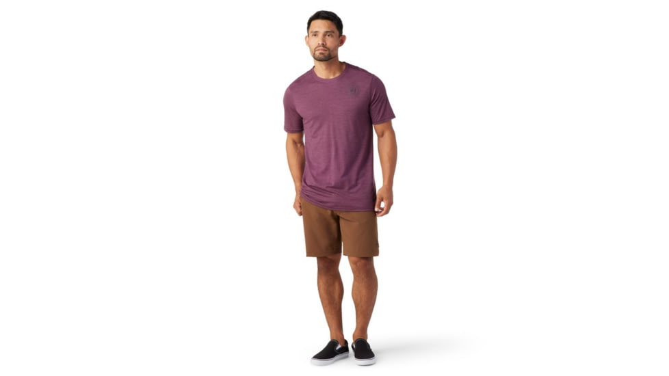 Smartwool Merino Sport 150 Go Far, Feel Good Spokes Short Sleeve Graphic Tee - Mens, Argyle Purple Heather, Large, SW016731J46L