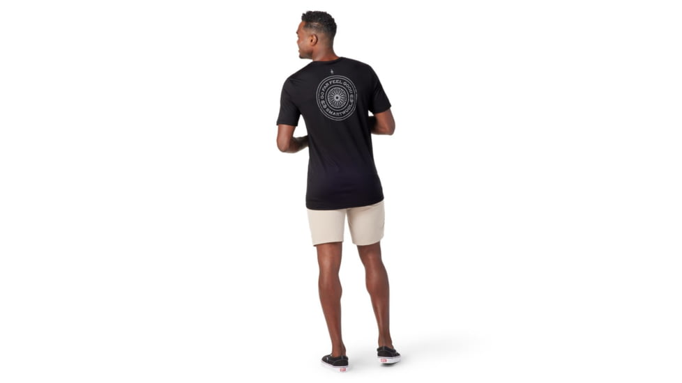 Smartwool Merino Sport 150 Go Far, Feel Good Spokes Short Sleeve Graphic Tee - Mens, Black, 2XL, SW016731001XXL