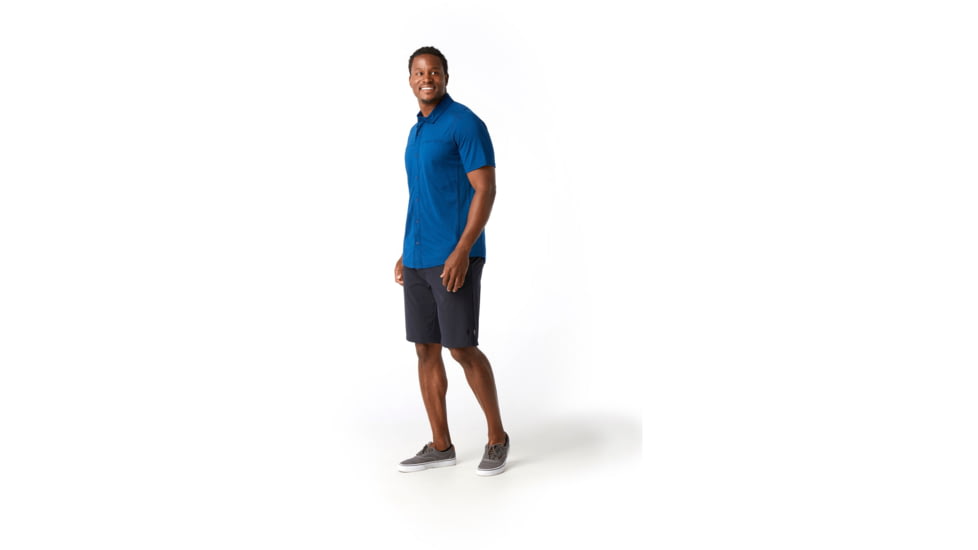 Smartwool Merino Sport 150 Short Sleeve Button Down - Mens, Alpine Blue, Small, SW016203B25-S
