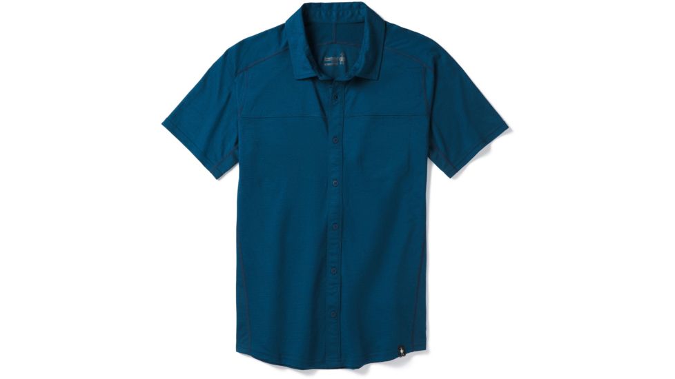 Smartwool Merino Sport 150 Short Sleeve Button Down - Mens, Alpine Blue, Small, SW016203B25-S