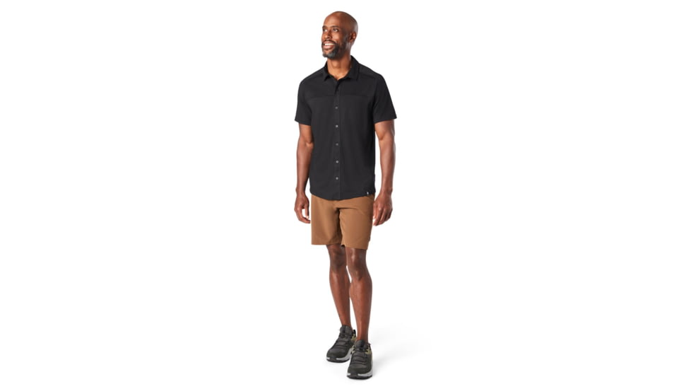 Smartwool Merino Sport 150 Short Sleeve Button Down - Mens, Black, Large, SW016203001L