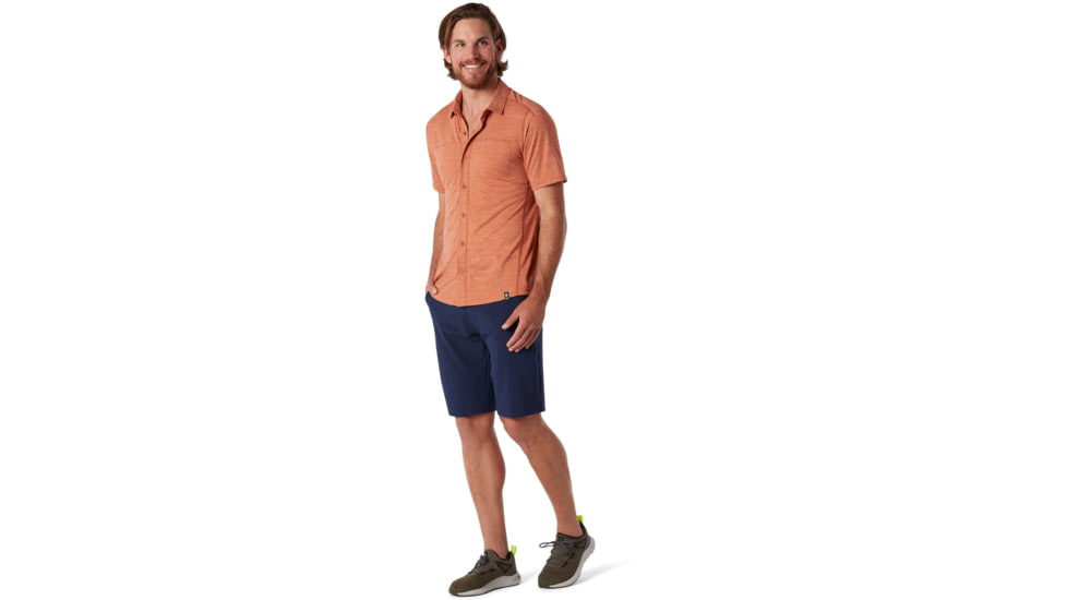 Smartwool Merino Sport 150 Short Sleeve Button Down - Mens, Bombay Brown Heather, Medium, SW016203C92-M