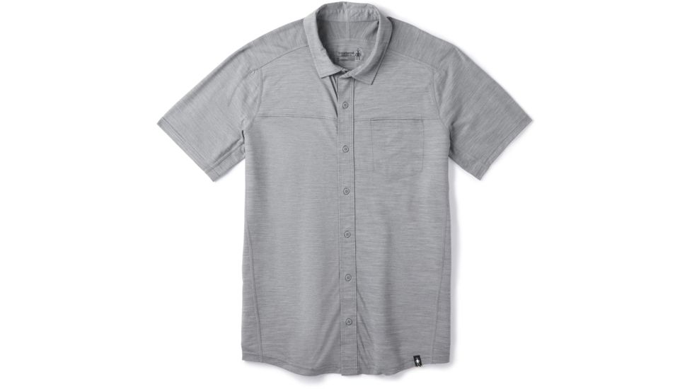 Smartwool Merino Sport 150 Short Sleeve Button Down - Mens, Light Gray Heather, Medium, SW016203545-M