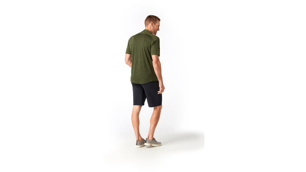 Smartwool Merino Sport 150 Short Sleeve Button Down - Mens, Moss Green Heather, Small, SW016203B45-S
