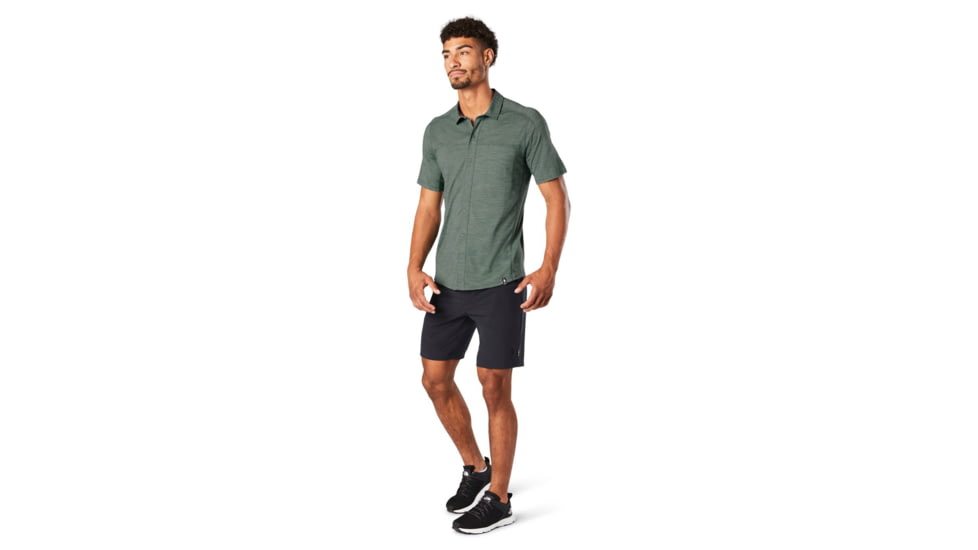 Smartwool Merino Sport 150 Short Sleeve Button Down - Mens, Sage Heather, Small, SW016203F72S