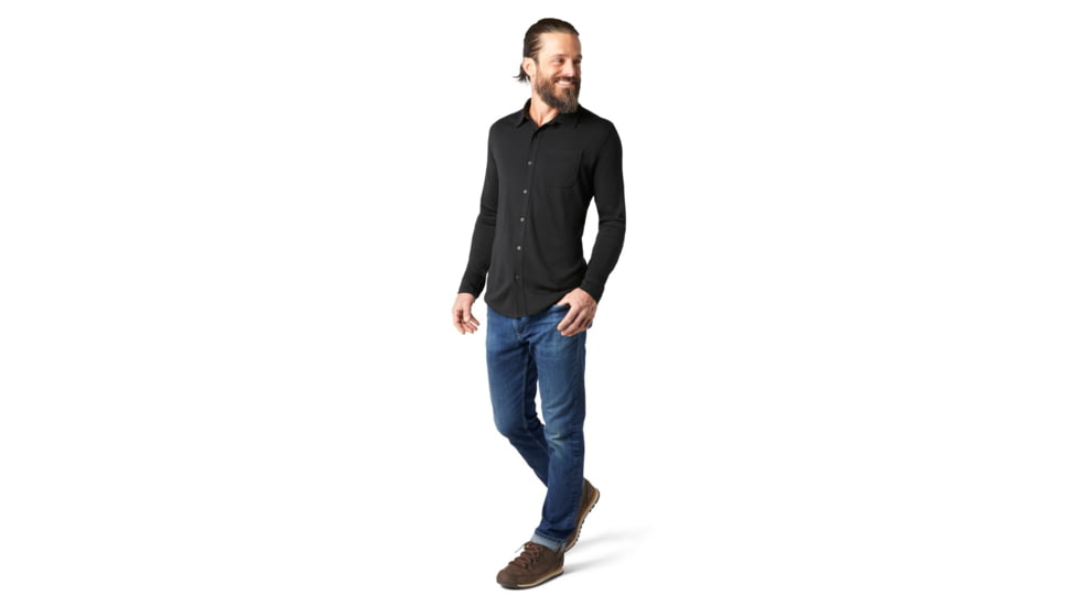 Smartwool Merino Sport 250 Long Sleeve Button Up - Mens, Black, Small, SW016298001-S