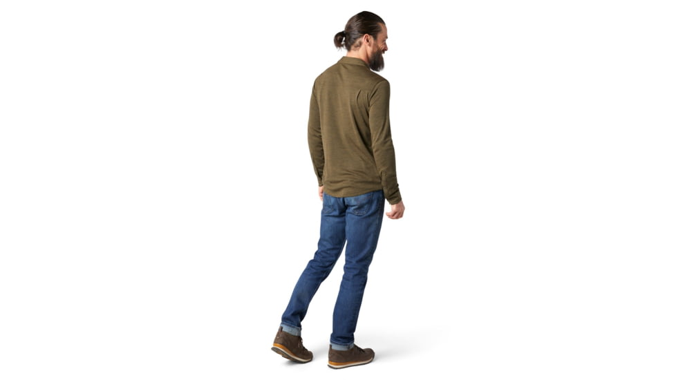 Smartwool Merino Sport 250 Long Sleeve Button Up - Mens, Military Olive Heather, Small, SW016298D12-S
