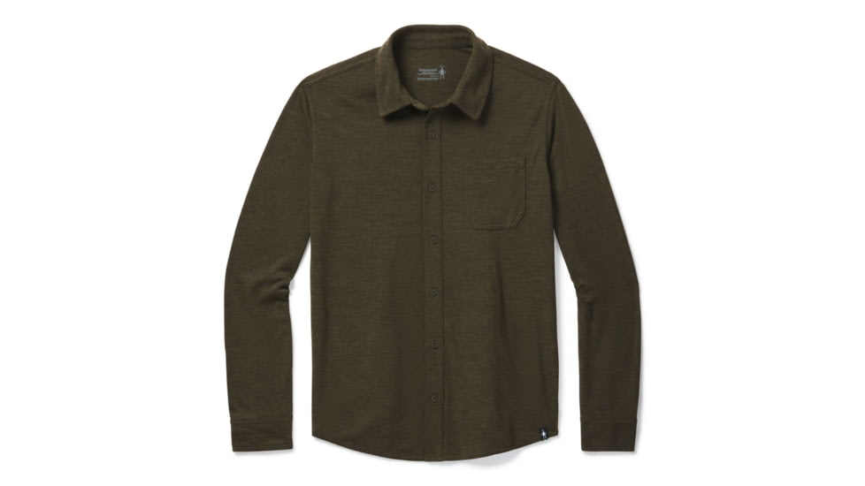 Smartwool Merino Sport 250 Long Sleeve Button Up - Mens, Military Olive Heather, Small, SW016298D12-S