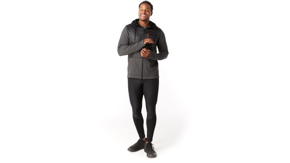 Smartwool Merino Sport Fleece Full Zip Hybrid Hoodie - Mens, Charcoal Heather, Medium, SW019045010-M