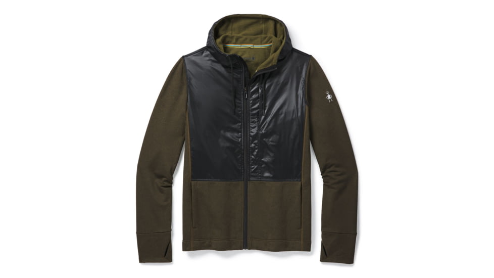 Smartwool Merino Sport Fleece Full Zip Hybrid Hoodie - Mens, Military Olive Heather, Extra Large, SW019045D12-XL
