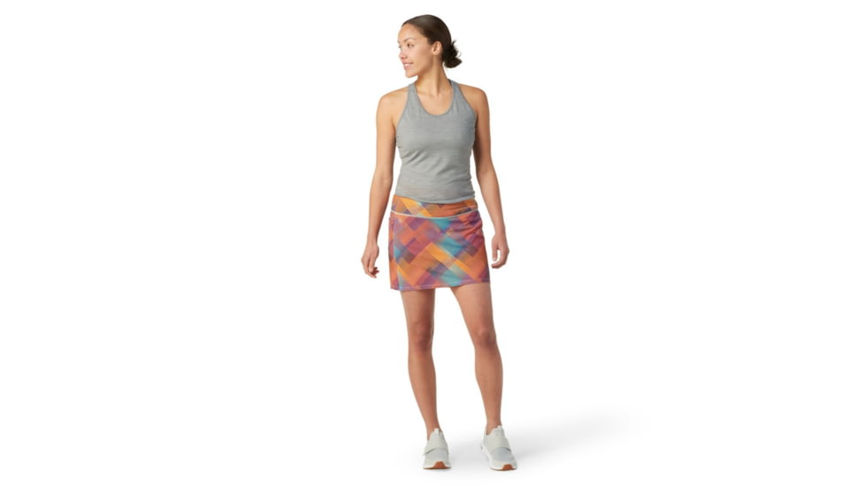 Smartwool Merino Sport Lined Skirt - Womens, Festive Fuchsia Mountain Plaid Print, Large, SW016606J55L
