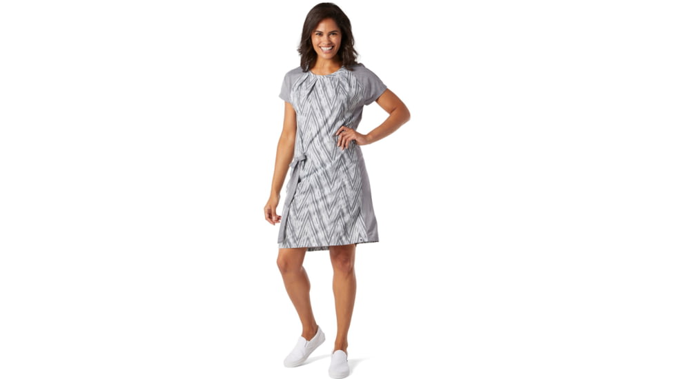 Smartwool Merino Sport Short Sleeve Dress - Womens, Barely Blue Zig Zag Print, Medium, SW016235D81-M