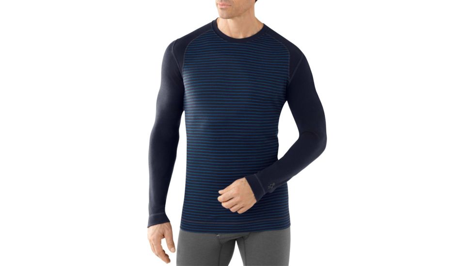 Smartwool Midweight Pattern Crew Long Sleeve - Men's-Deep Navy-Large