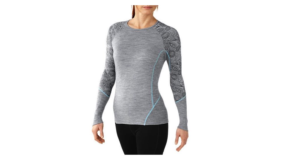 Smartwool NTS Light 195 Crew - Womens-Printed Silver Grey Heather-Large