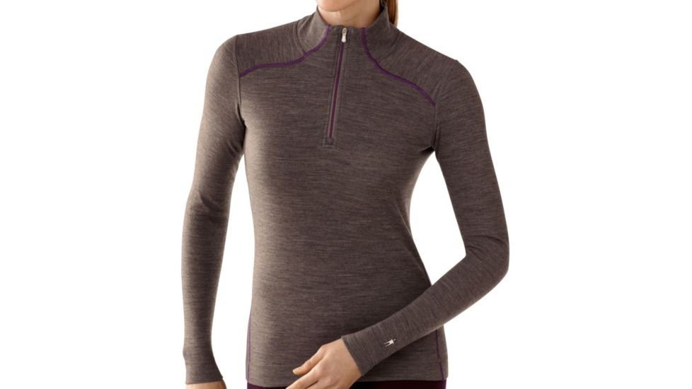 Smartwool NTS Mid 250 Zip T - Women's-X-Large-Taupe Heather/Aubergine