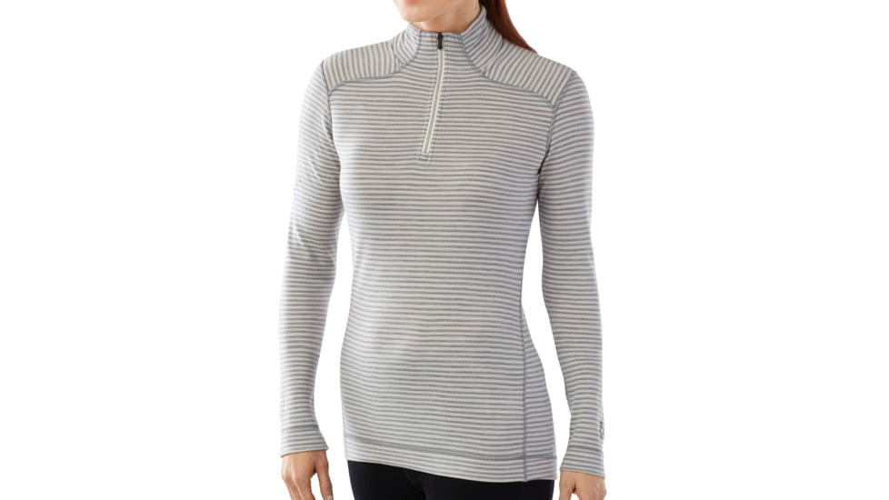 Smartwool NTS Mid 250 Zip T - Women's-Large-Light Grey Heather / Natural