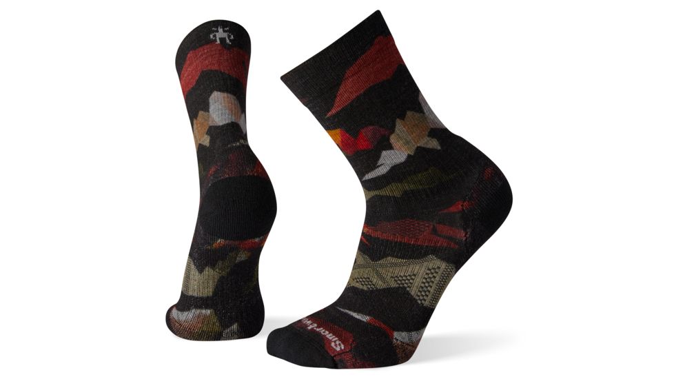 Smartwool PhD Outdoor Light Mountain Camo Print Crew Socks - Mens, Black, Extra Large, SW001260001-XL