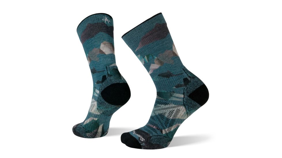 Smartwool PhD Outdoor Light Mountain Camo Print Crew Socks - Mens, Frosty Green, Extra Large, SW001260B72-XL