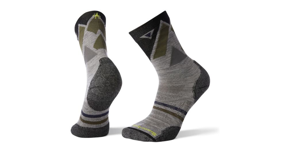 Smartwool PhD Outdoor Light Pattern Crew Socks, Light Gray, Medium, SW001149039-M