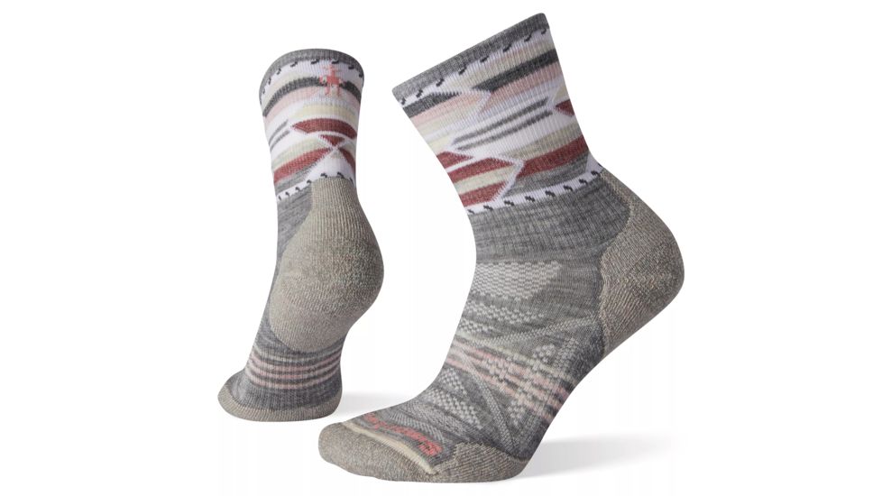 Smartwool PhD Outdoor Light Pattern Mid Crew Socks - Womens, Light Gray, Large, SW001144039-L