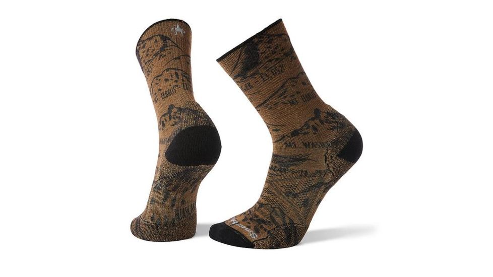 Smartwool PhD Outdoor Light Peaks Print Crew, Desert Sand, Large, SW001150A37-L