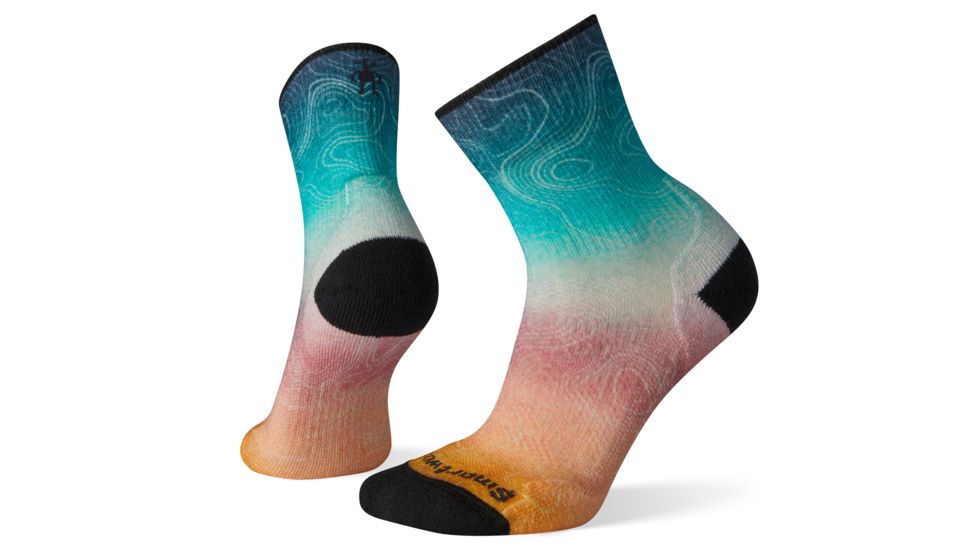 Smartwool PhD Outdoor Light Print Mid Crew Socks - Womens, Deep Marlin, Small, SW001228C51-S