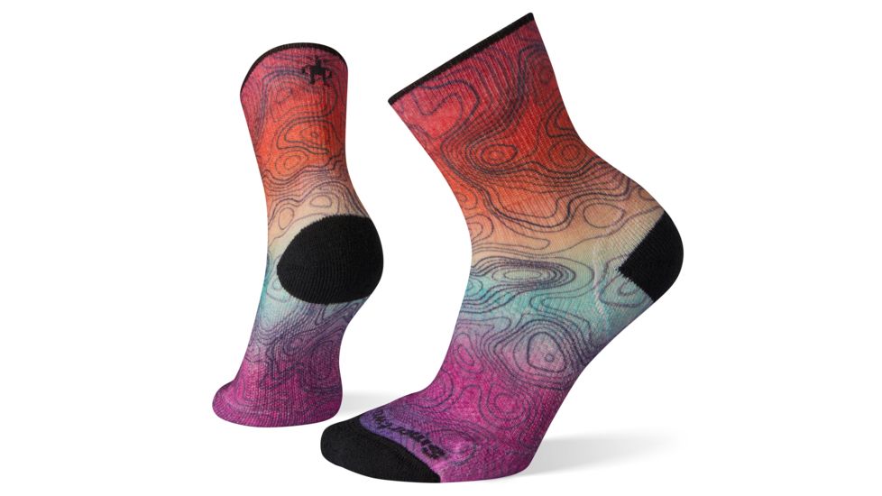 Smartwool PhD Outdoor Light Print Mid Crew Socks - Womens, Habanero, Large, SW001228A15-L