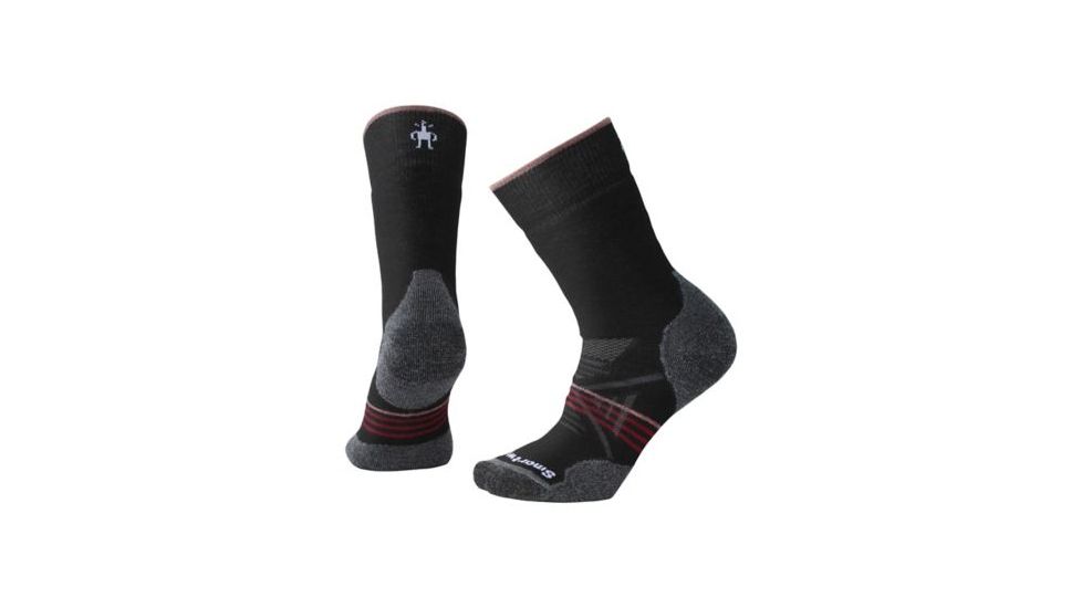 Smartwool PhD Outdoor Medium Crew Sock - Women's, Black-Tibetan Red, Small SW001064A62-S