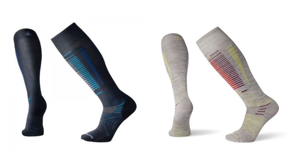 Smartwool PhD Pro Freeski Socks, Deep Navy, Light Gray