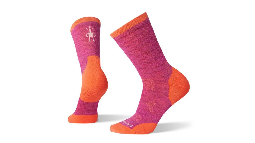 Smartwool PhD Run Cold Weather Mid Crew Socks - Womens, Meadow Mauve/Habanero, Large, SW001371C44-L