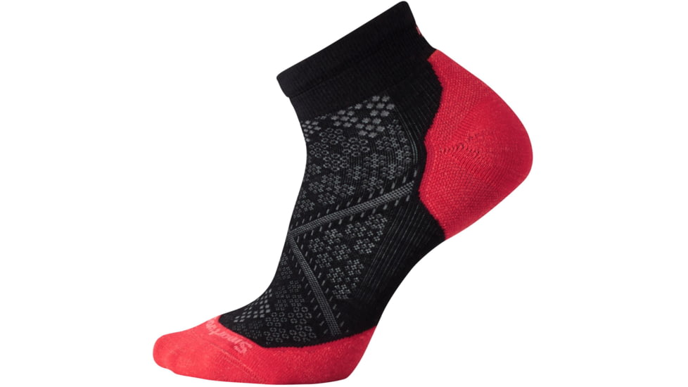 Smartwool PhD Run Light Elite Low Cut Sock - Women's-Black/Hibiscus-Small