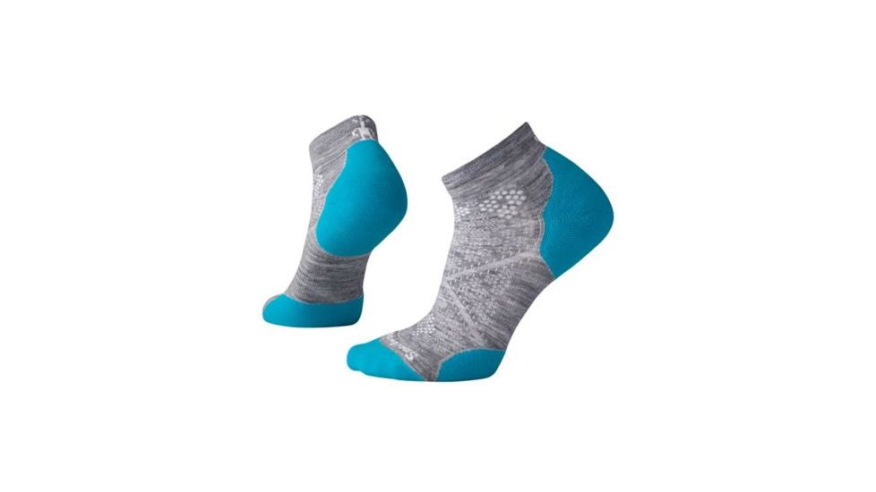 Smartwool PhD Run Light Elite Low Cut Sock - Women's, Light Gray-Capri Blue, Medium SW0SW211811-M
