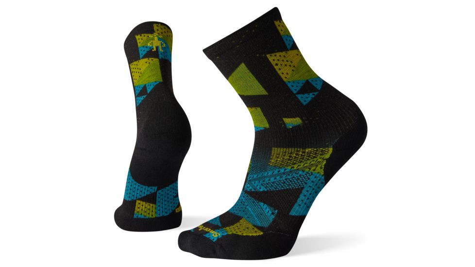 Smartwool PhD Run Light Elite Print Crew Socks - Mens, Black, Medium, SW001257001-M