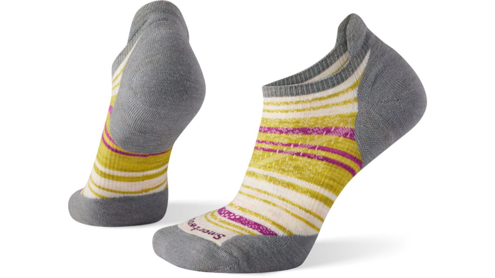 Smartwool PhD Run Light Elite Stripe Micro Socks - Womens, Lunar Gray Heather, Medium, SW000772E15-LGH-Medium