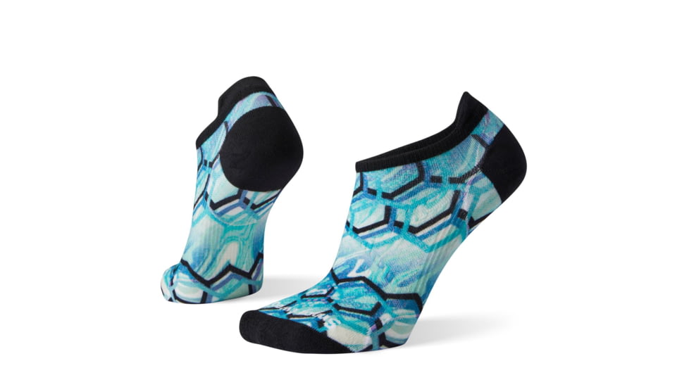 Smartwool PhD Run Ultra Light Hex Print Micro Socks - Womens, Capri, Small, SW001232810-S
